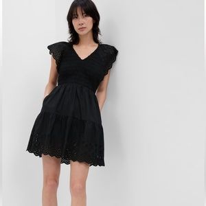 Gap Flutter Sleeve Eyelet Mini Dress